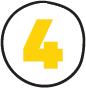 Yellow number four inside a black circle.