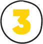 Yellow number three inside a black circle on a white background.