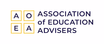 Logo with four squares containing the letters A, O, E, and A next to the text 'ASSOCIATION of EDUCATION ADVISERS'.