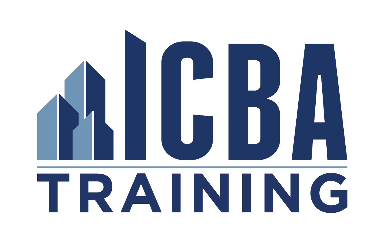 Logo with stylized blue skyscrapers next to large letters CBA and the word TRAINING below.