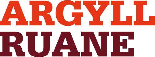 Text logo with 'ARGYLL' in large orange uppercase letters above 'RUANE' in large dark maroon uppercase letters.