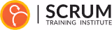 Scrum Training Institute logo with stylized orange and red circular emblem.