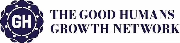 Logo with GH initials inside a circular design next to the text The Good Humans Growth Network.