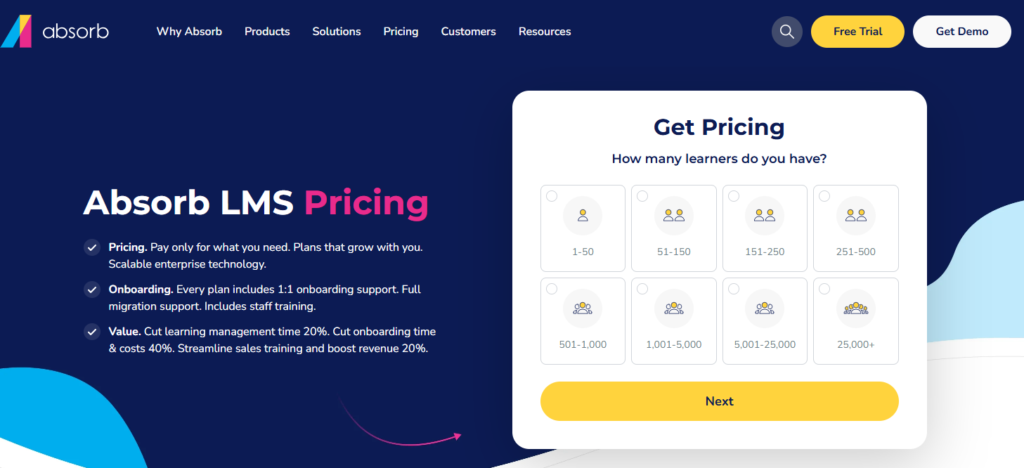 Absorb LMS homepage