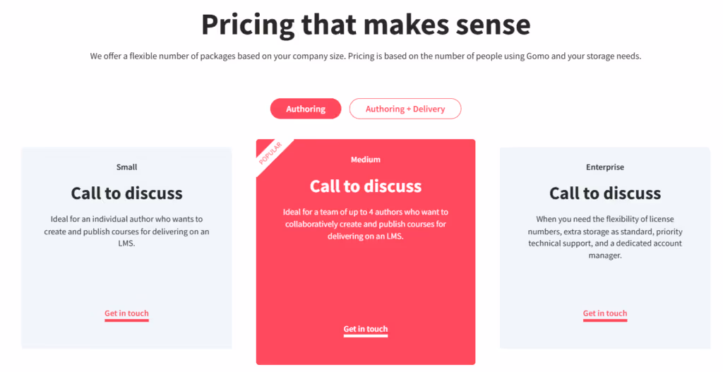 Gomo Learning pricing 