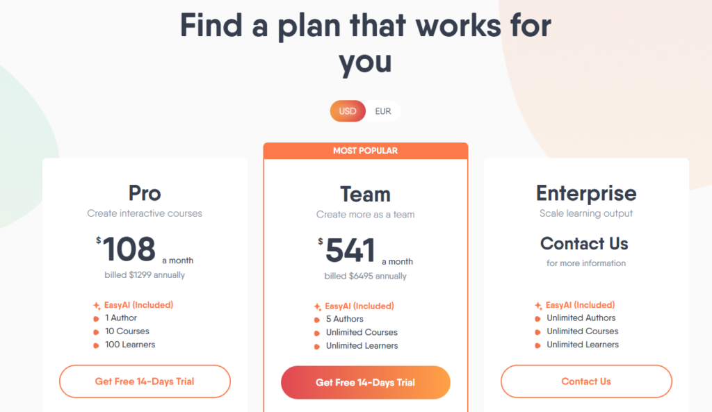 EasyGenerator pricing