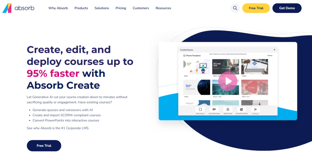 Absorb LMS homepage