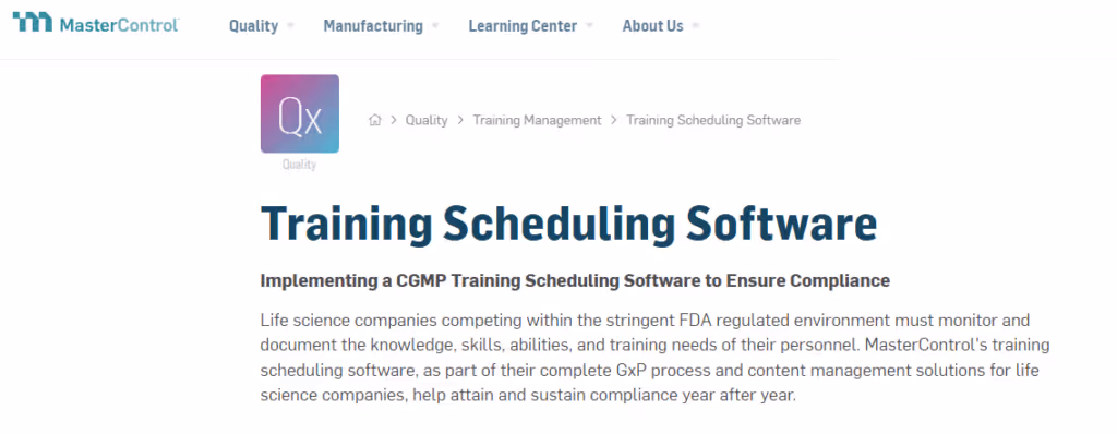 MasterControl homepage