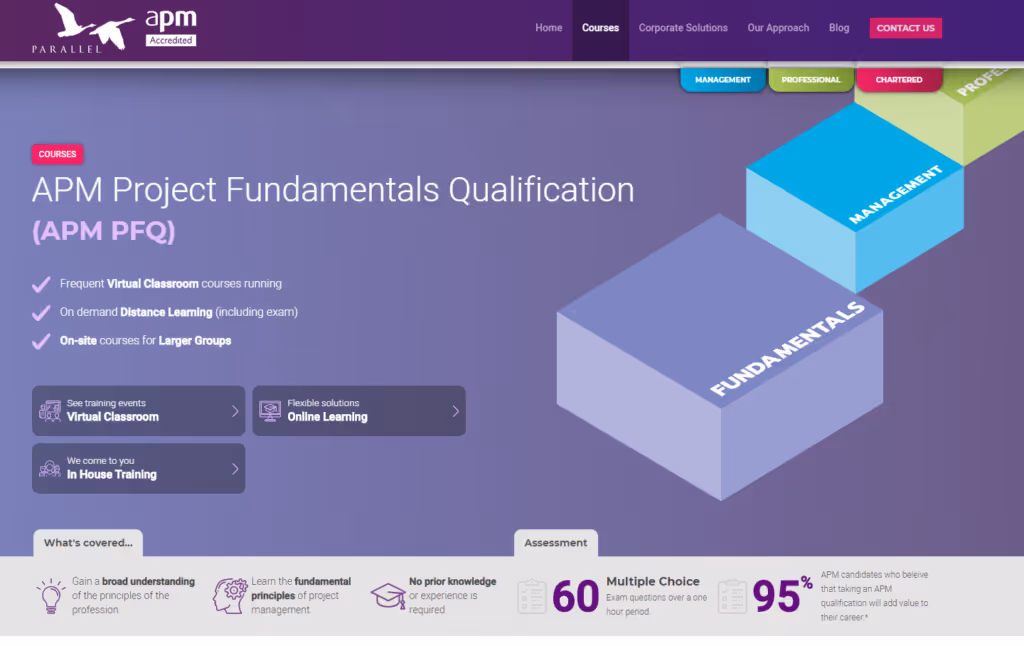 APM project fundamentals qualification course page.