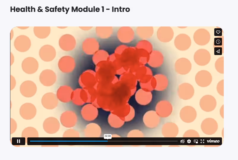 Health & Safety Module 1 - intro video in an elearning course