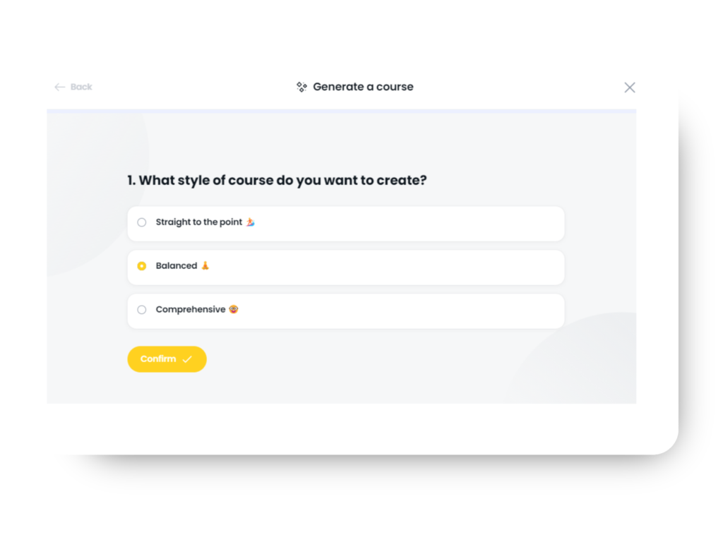 Image of a user choosing the style of their course within Arlo