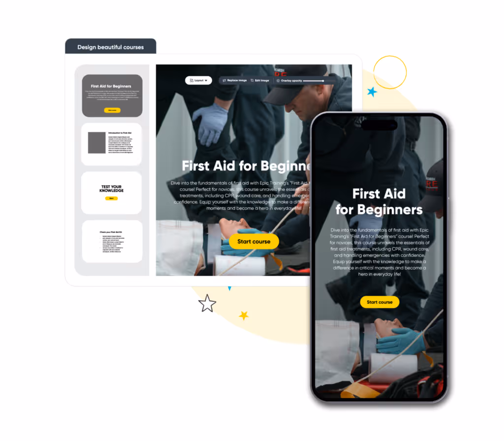 Image of first aid for beginners' courses created with Arlo's elearning authoring software