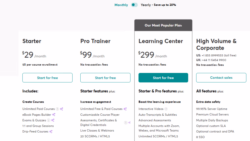 Image of LearnWorlds pricing