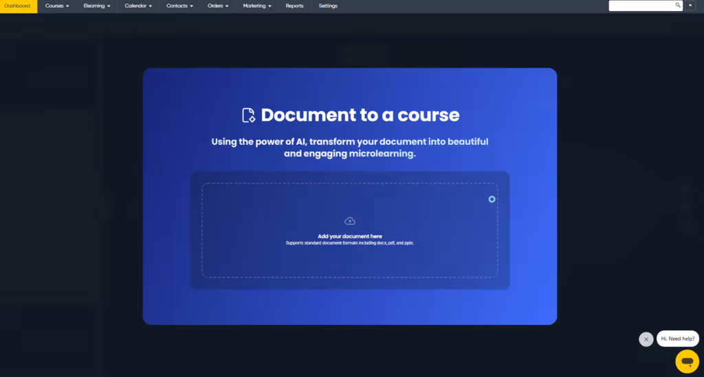 Image of Arlo's document to course elearning material generator.