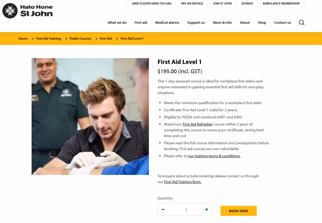 Image of St John first aid course - an example of traditional instructor led training. 