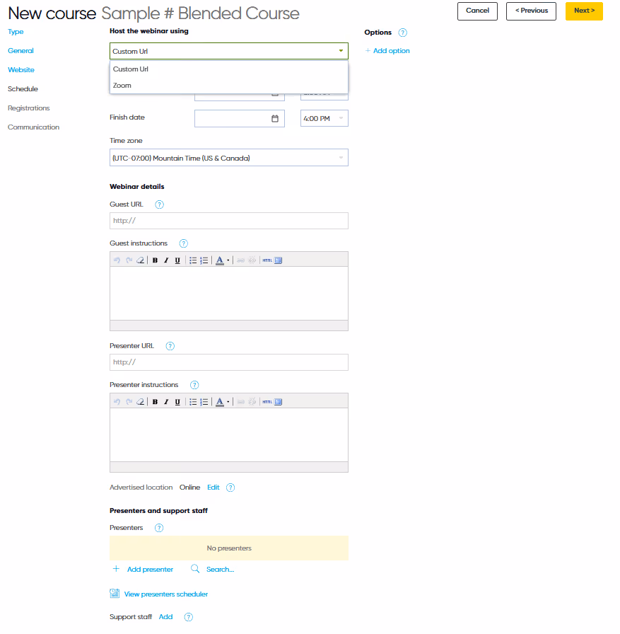 Image of Arlo's blended learning course set-up