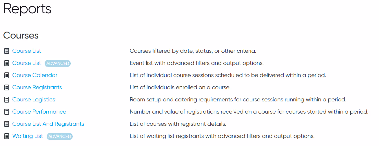 Course reports inside Arlo