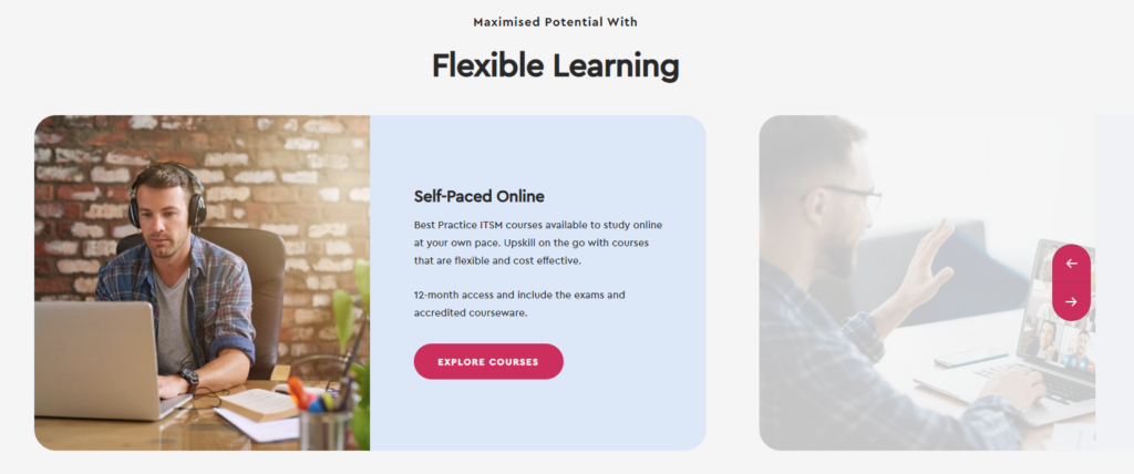 An image of a self-paced course on a training website