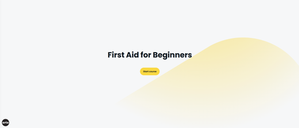 A 'First Aid for Beginner's' course created with Arlo's eLearning authoring features.