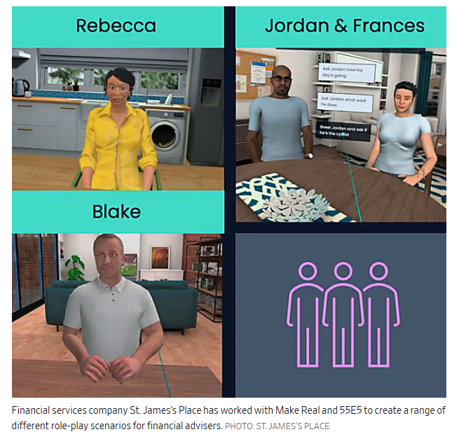 VR training content showing common financial scenario examples