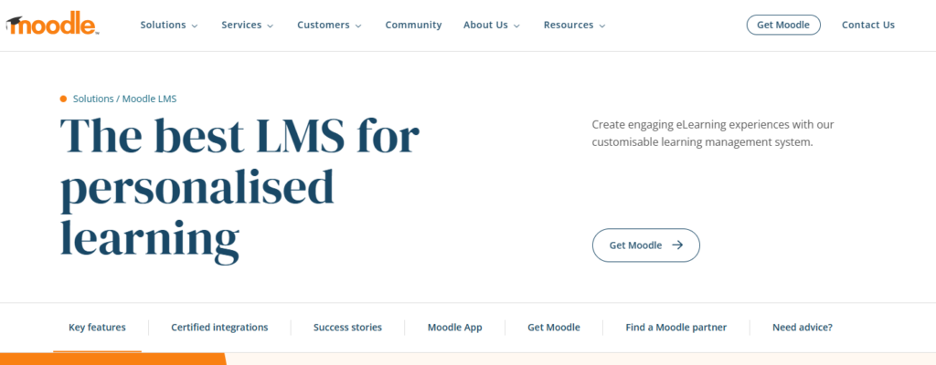 Image of Moodle homepage