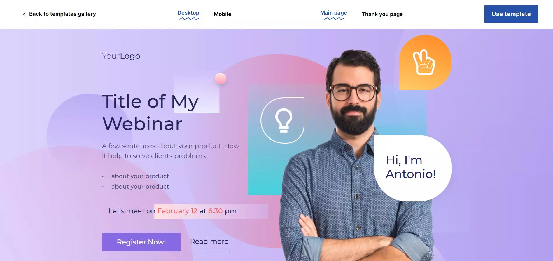 landing page webinaire