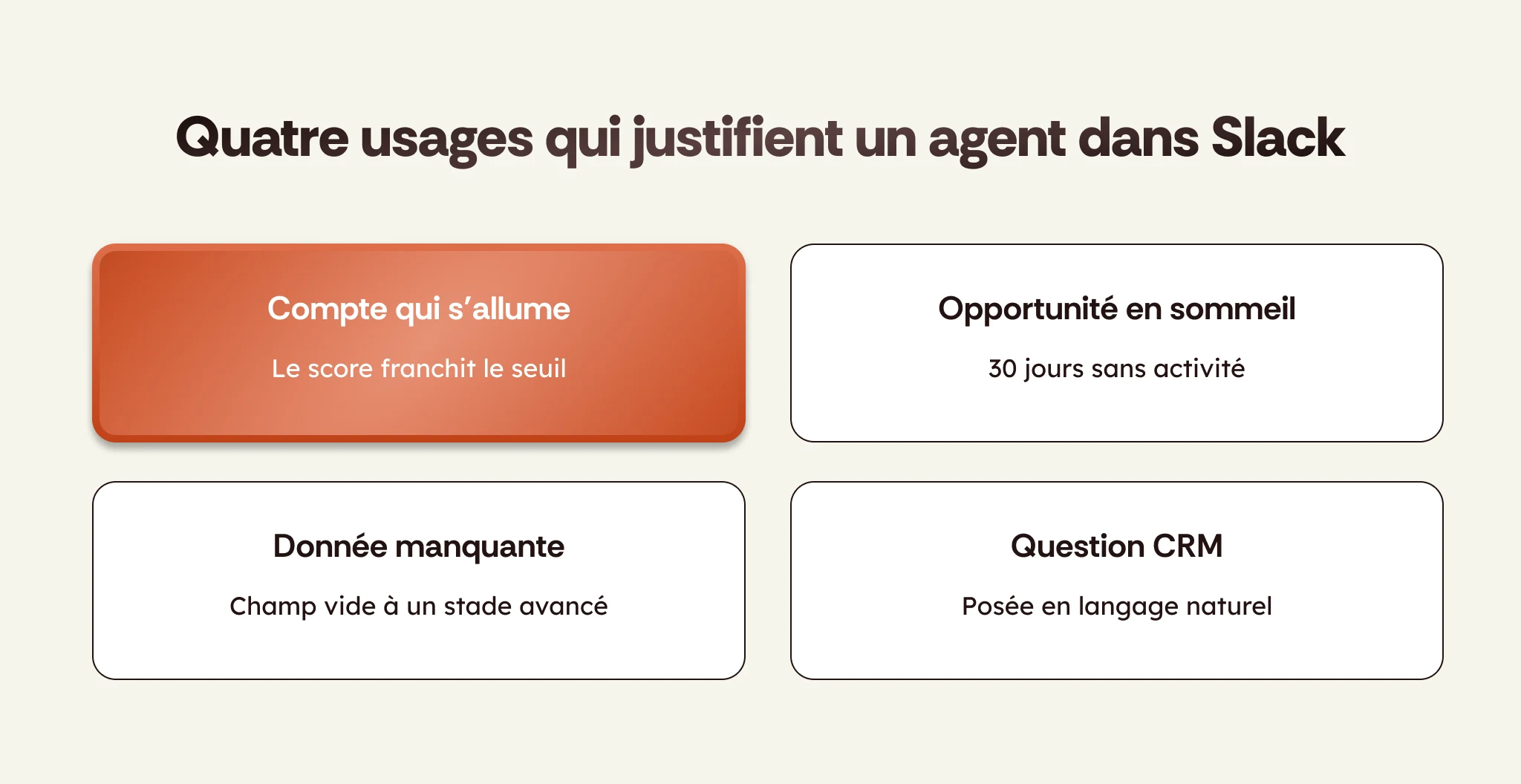 Les quatre usages qui justifient un agent dans Slack pour une équipe RevOps