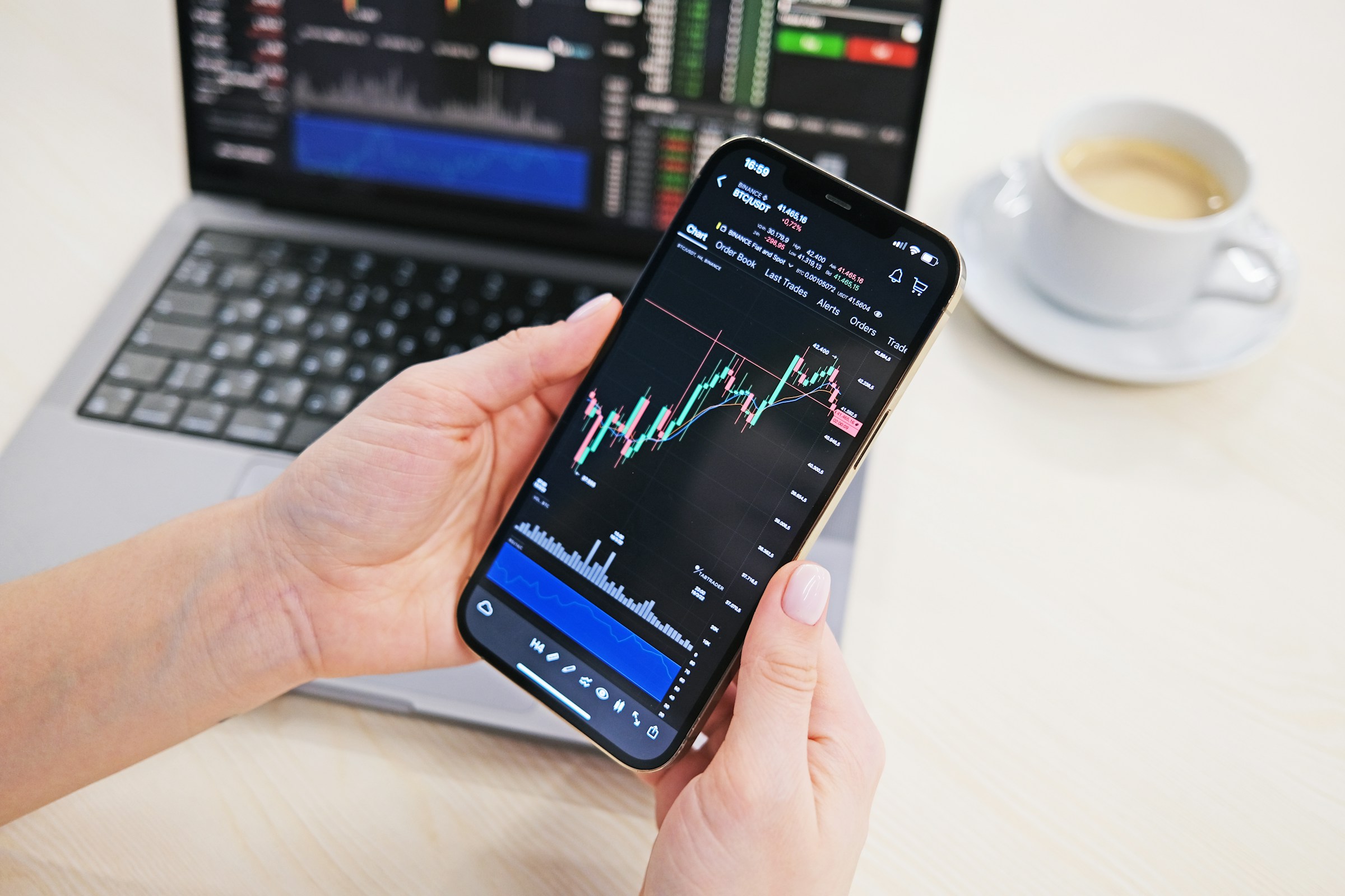 Person Holding Mobile - Option Trading Technical Analysis