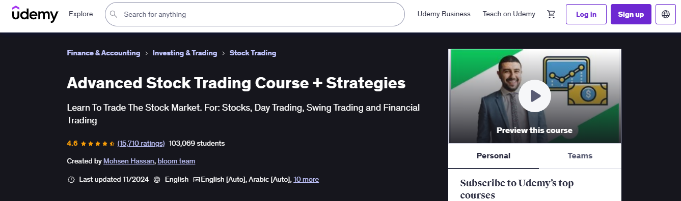 udemy advanced course - Tips for Day Trading