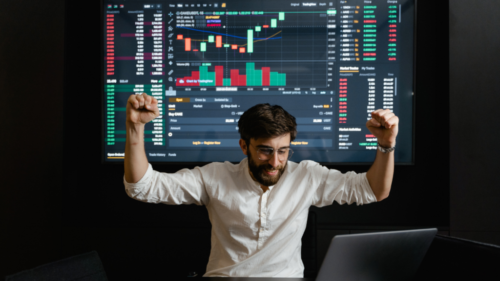 man looking happy - Day Trading Risk Management