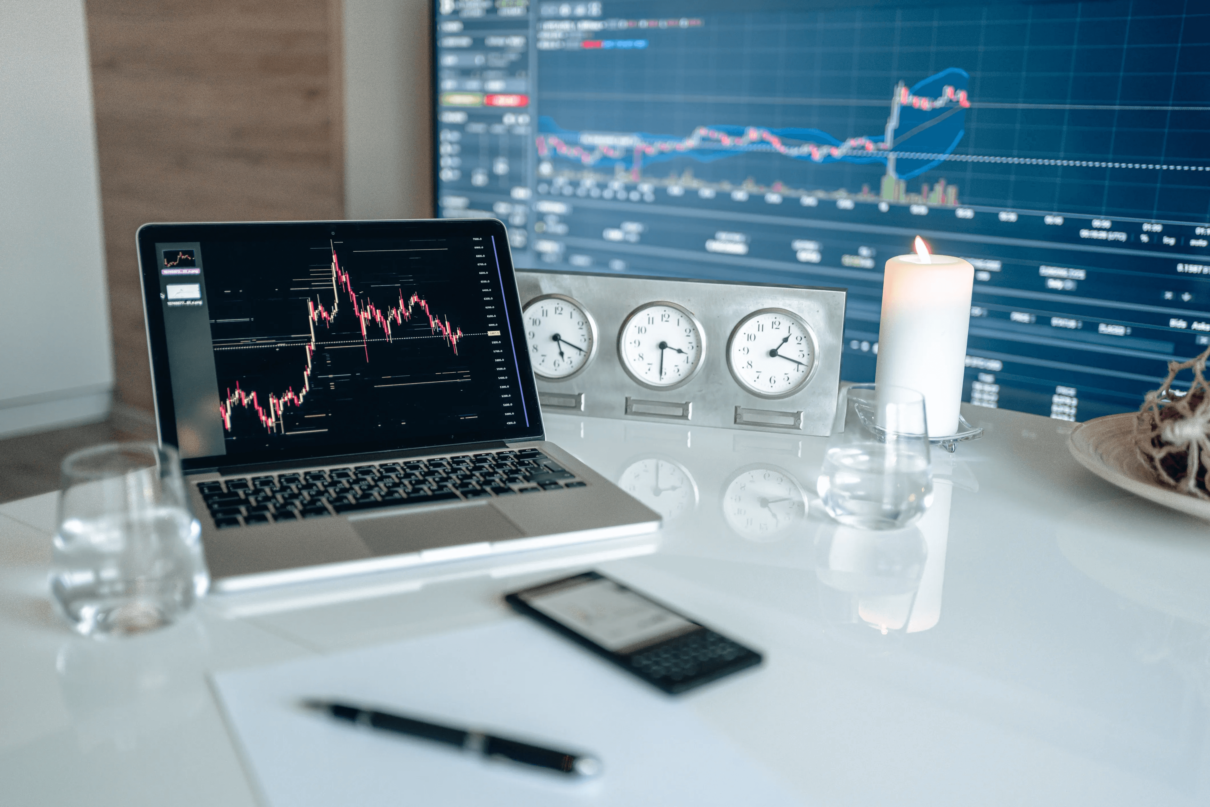 Stock market workspace with trading charts -  Price Action Trading