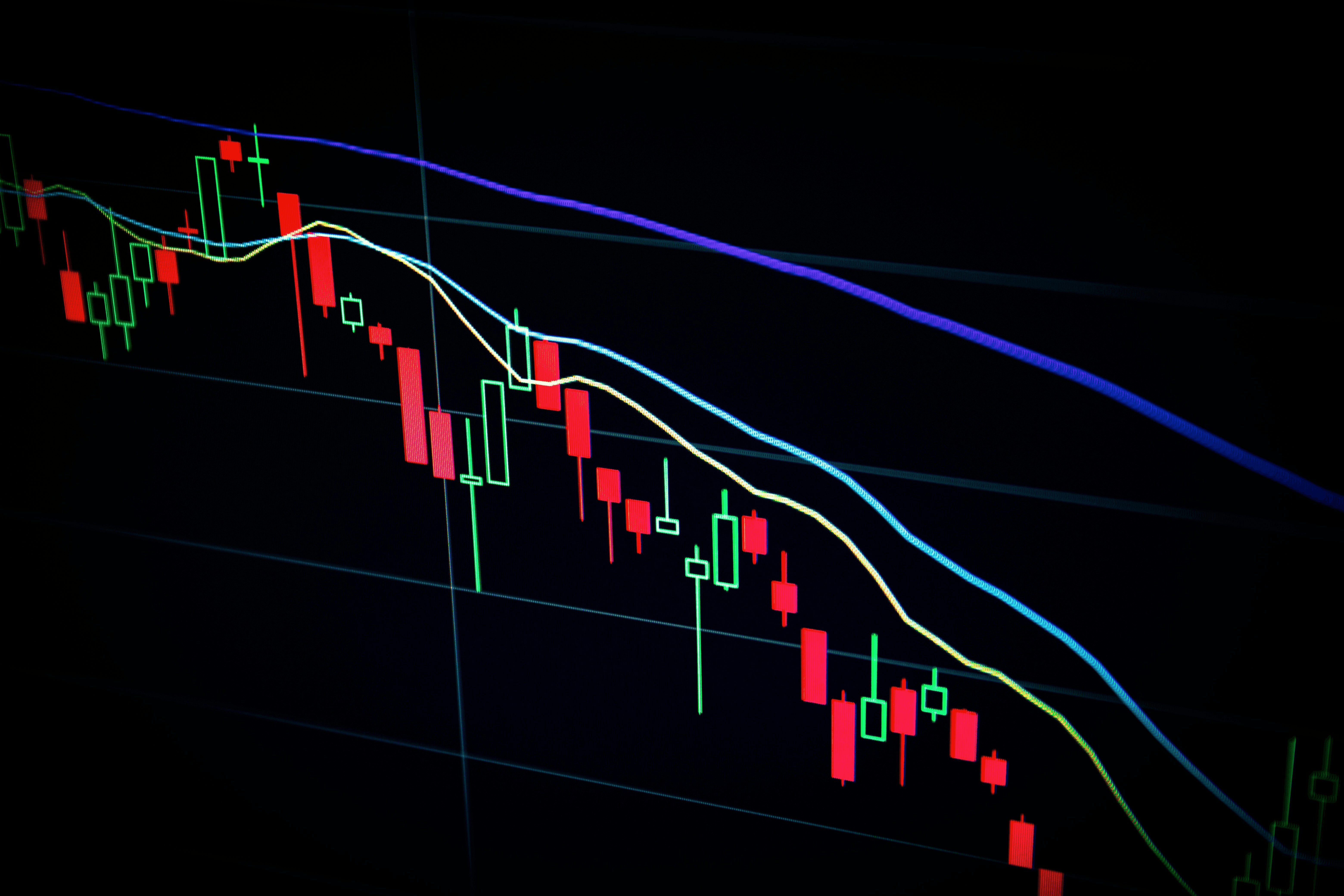 Stock market candlestick chart showing decline - Trading Candlestick Patterns