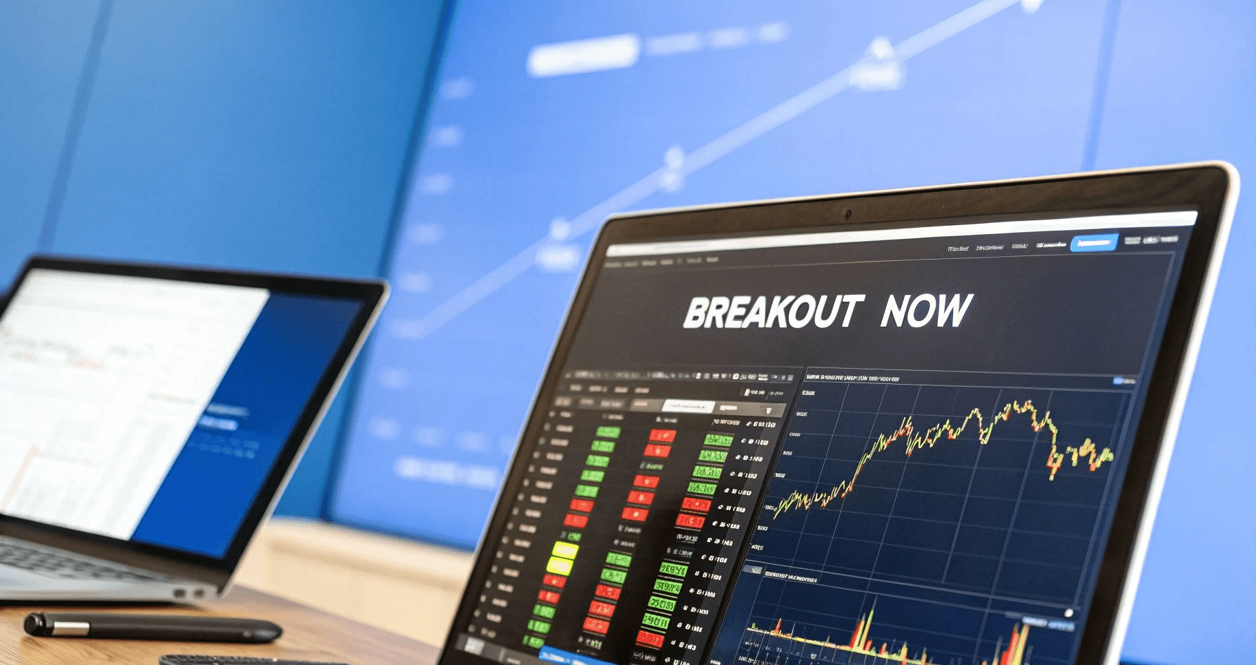  Trading charts displayed on multiple screens - ORB Trading Strategy