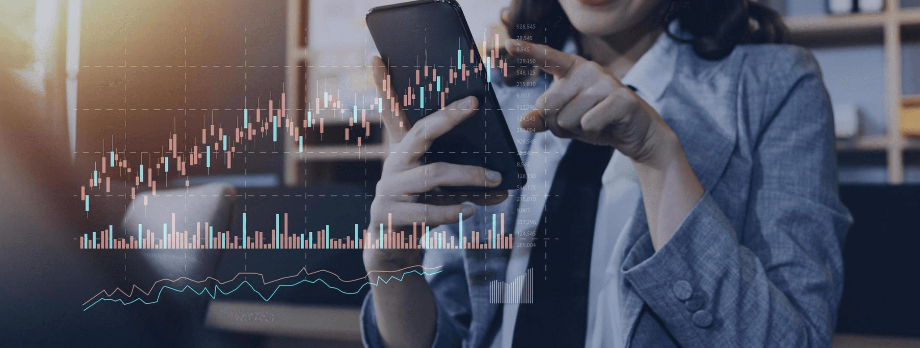 Woman analyzing stock market data charts - Best Copy Trading Platform