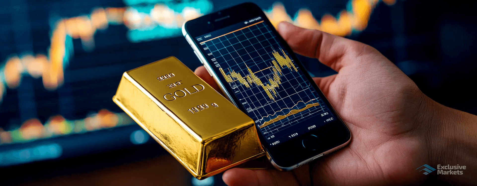 Person holding gold and trading app - Profitable Gold Trading Strategy
