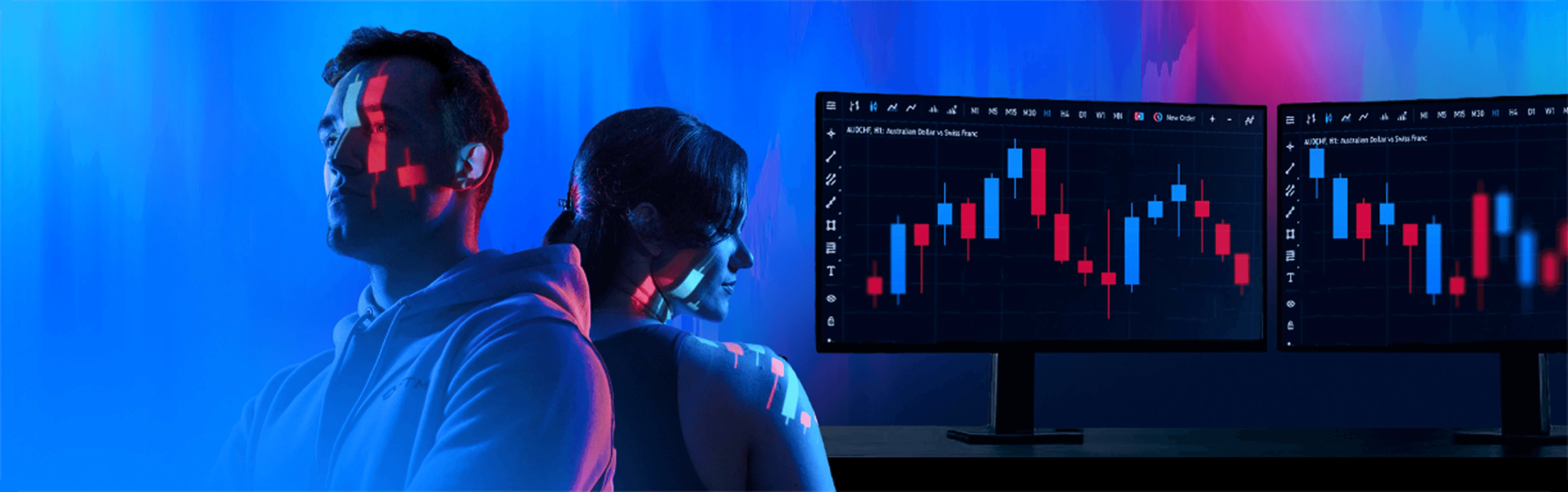 Traders analyzing financial candlestick stock charts - Prop Firms With Free Challenge