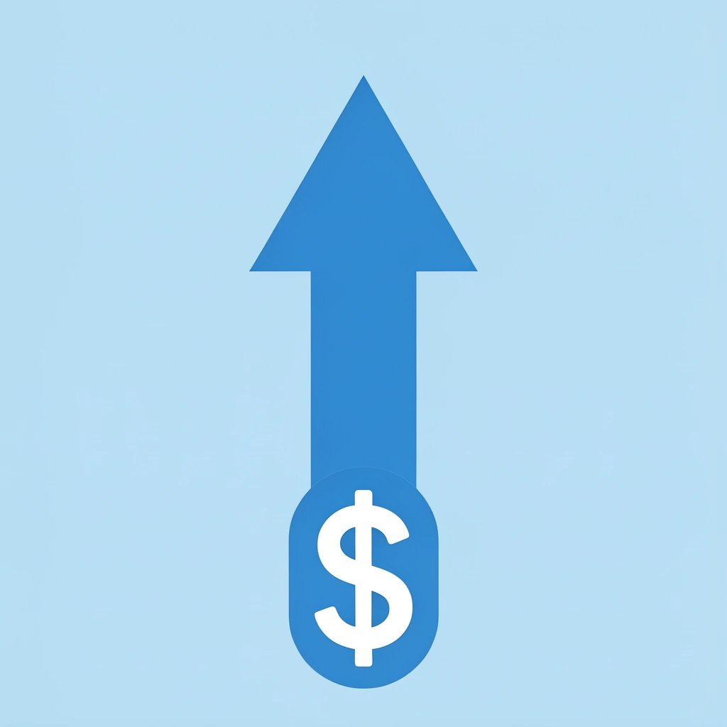 Upward arrow showing capital growth from entry level to maximum allocation