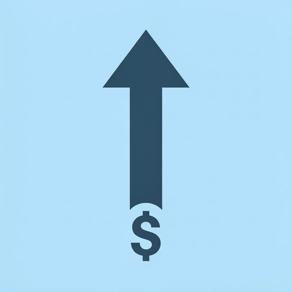 Upward arrow showing growth from a smaller personal account to a larger prop firm capital