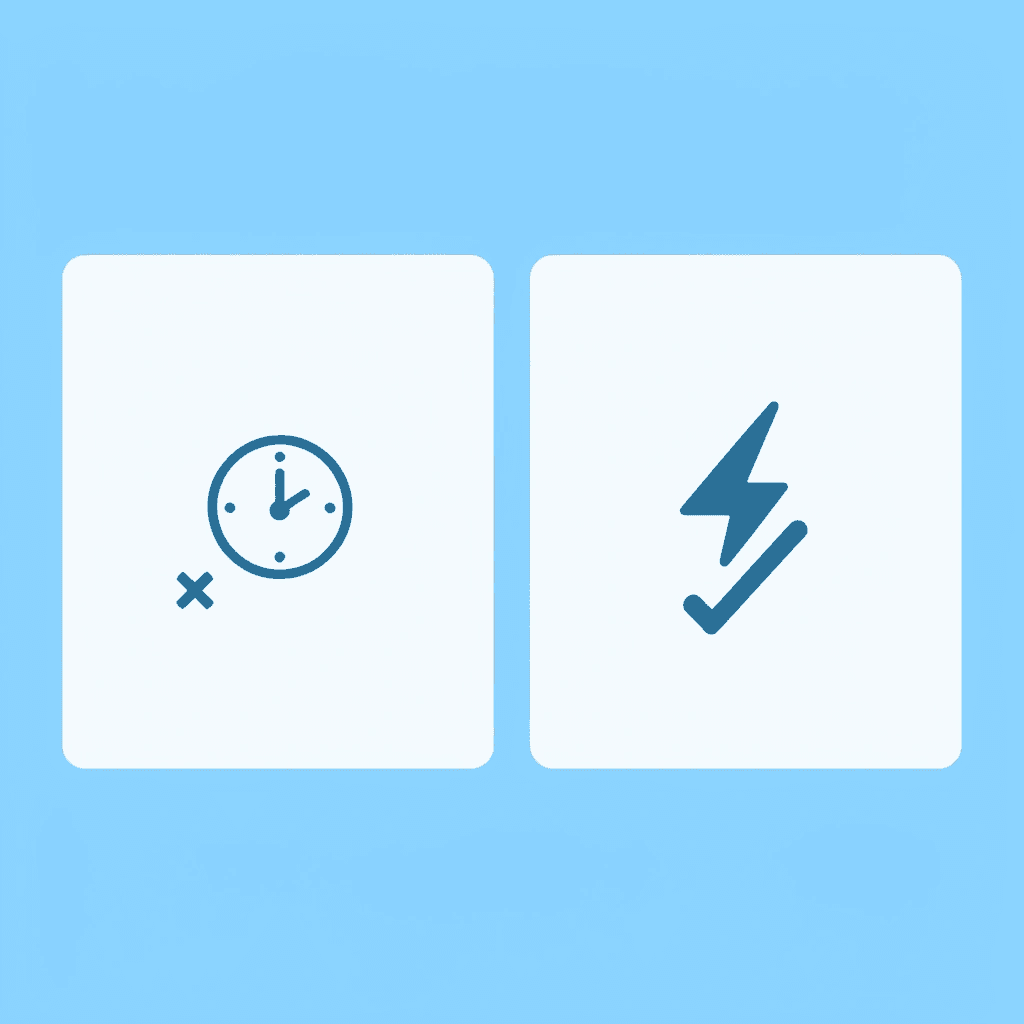 Before and after comparison showing traditional challenge barrier crossed out and replaced with instant funding approval