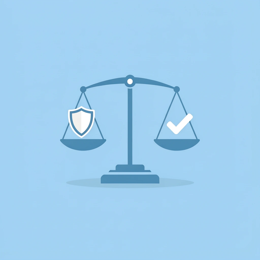 Balance scale comparing legal prop firm characteristics on the left side versus illegal, unregistered investment services on the right side