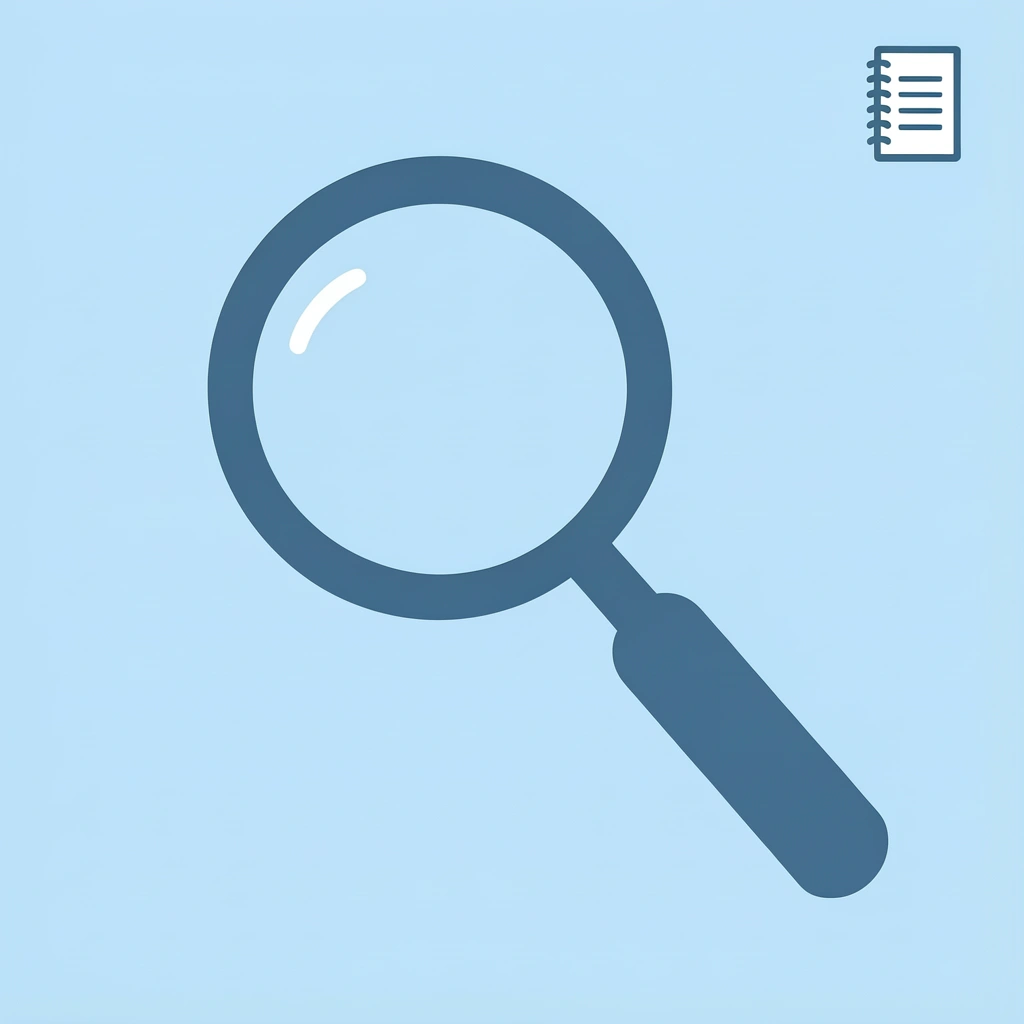 Magnifying glass focusing on research and firm requirements analysis