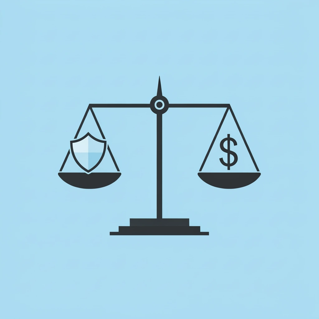 Balance scale showing life savings on one side and a funded account on the other