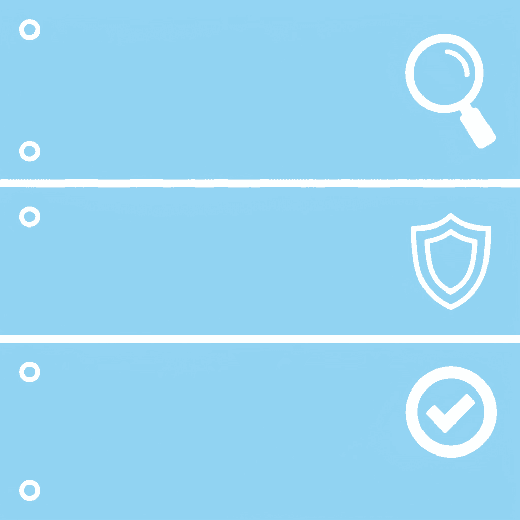 Checklist of three requirements: company legitimacy verification, reliable payouts, and transparent rules