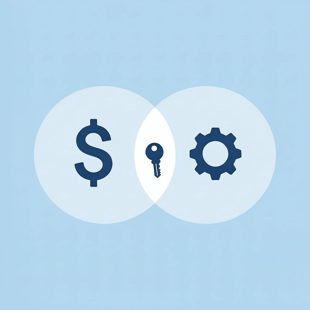 Two overlapping circles showing capital access and algorithmic freedom combining in EA-compatible prop firms