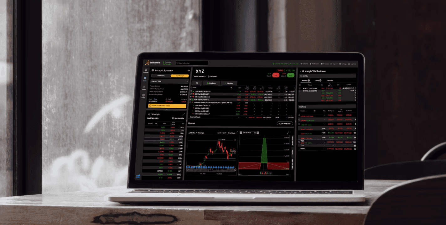 Laptop displaying Thinkorswim desktop interface -  Is Trading Futures Profitable