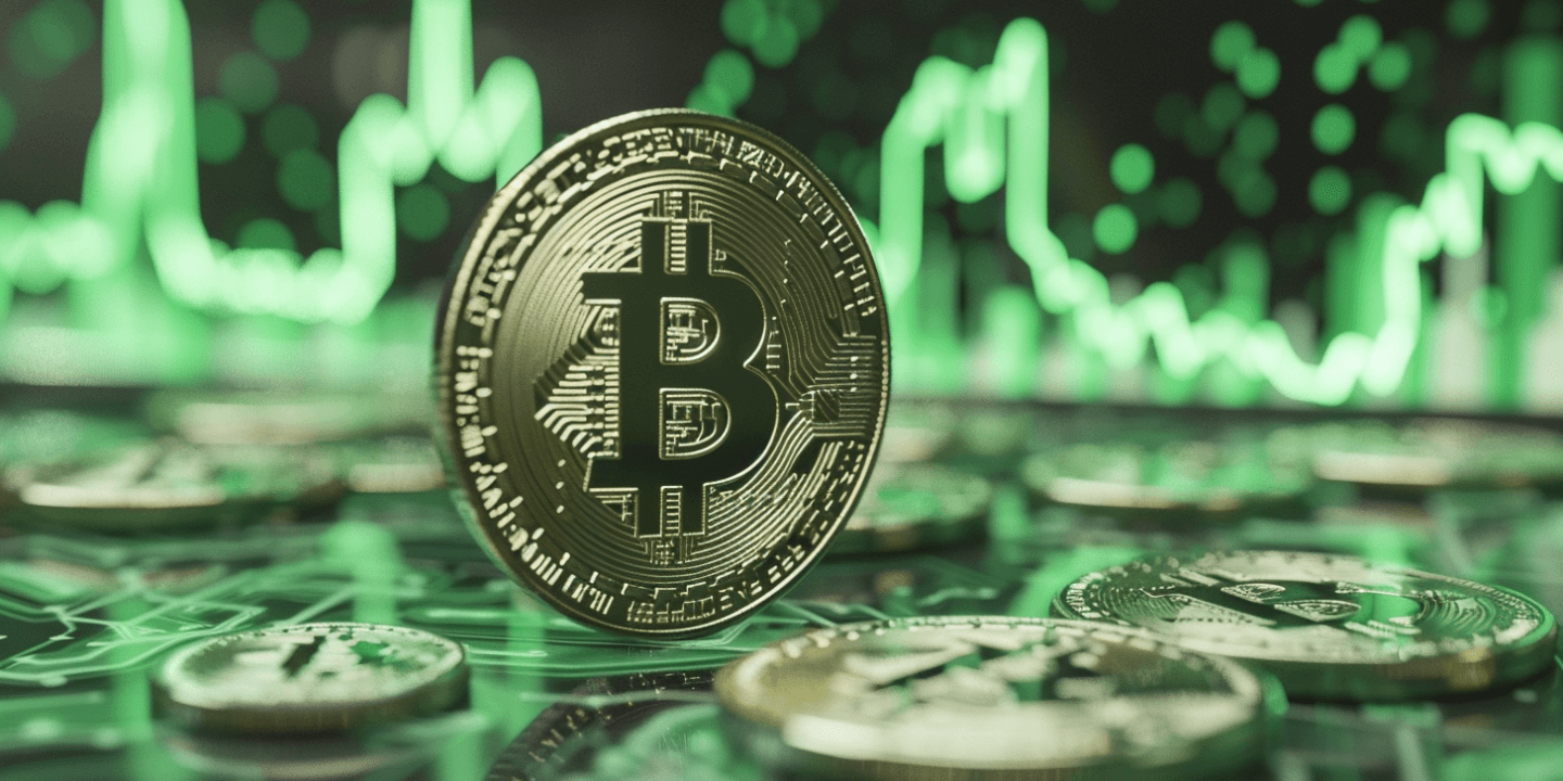 Bitcoin coins against digital price chart -  Best Coin For Futures Trading