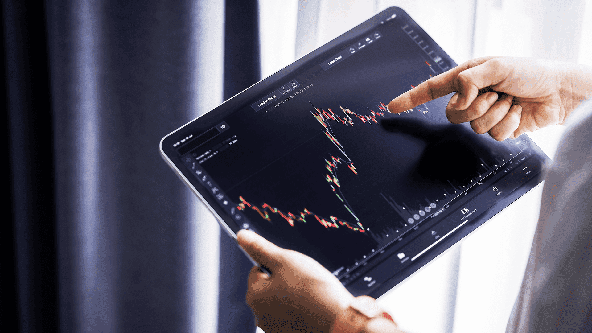 Person analyzing stock chart on tablet - Futures Trading Patterns