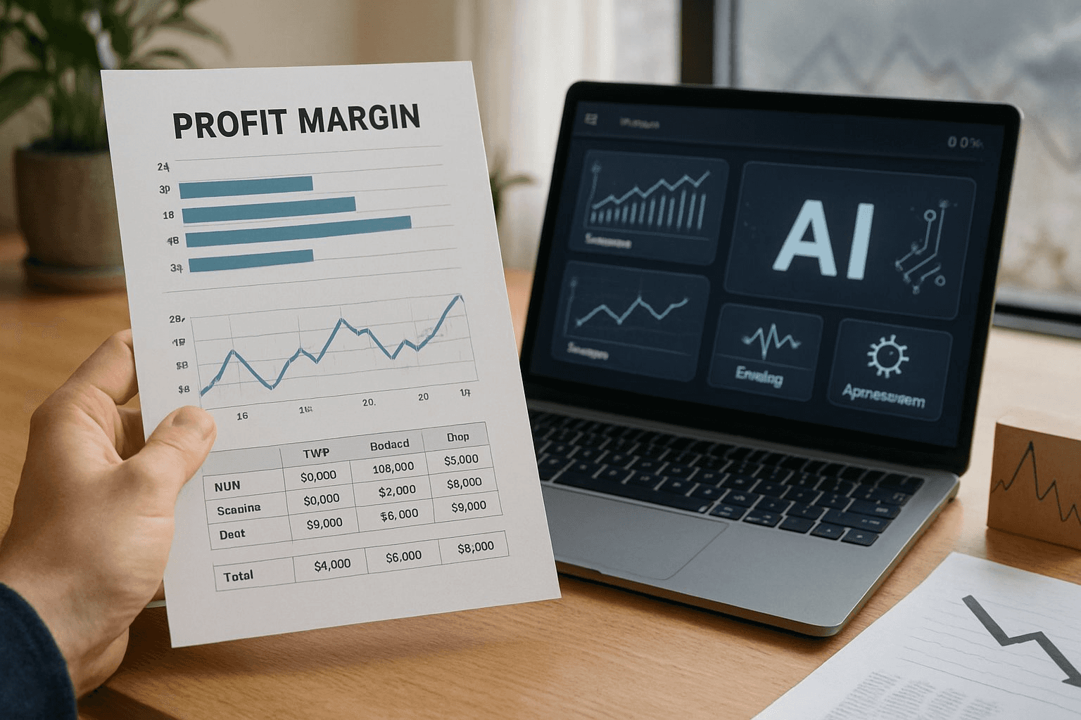 Person holding profit margin financial report - What Is Margin Compression