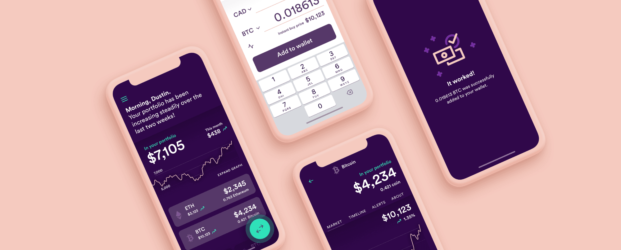 Image displays cryptocurrency mobile app screens - Performance Bond Requirements