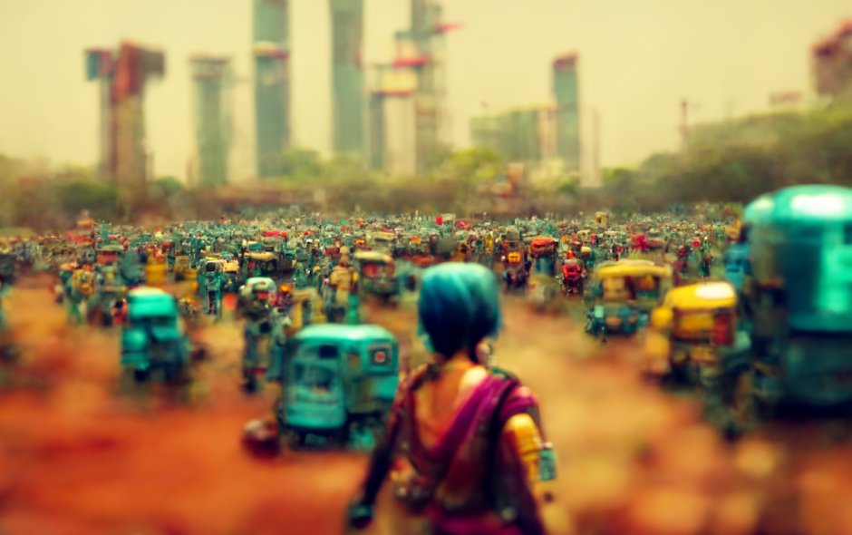 Indian flag waving against a clear blue sky.